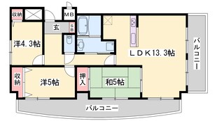 手柄駅 徒歩5分 9階の物件間取画像